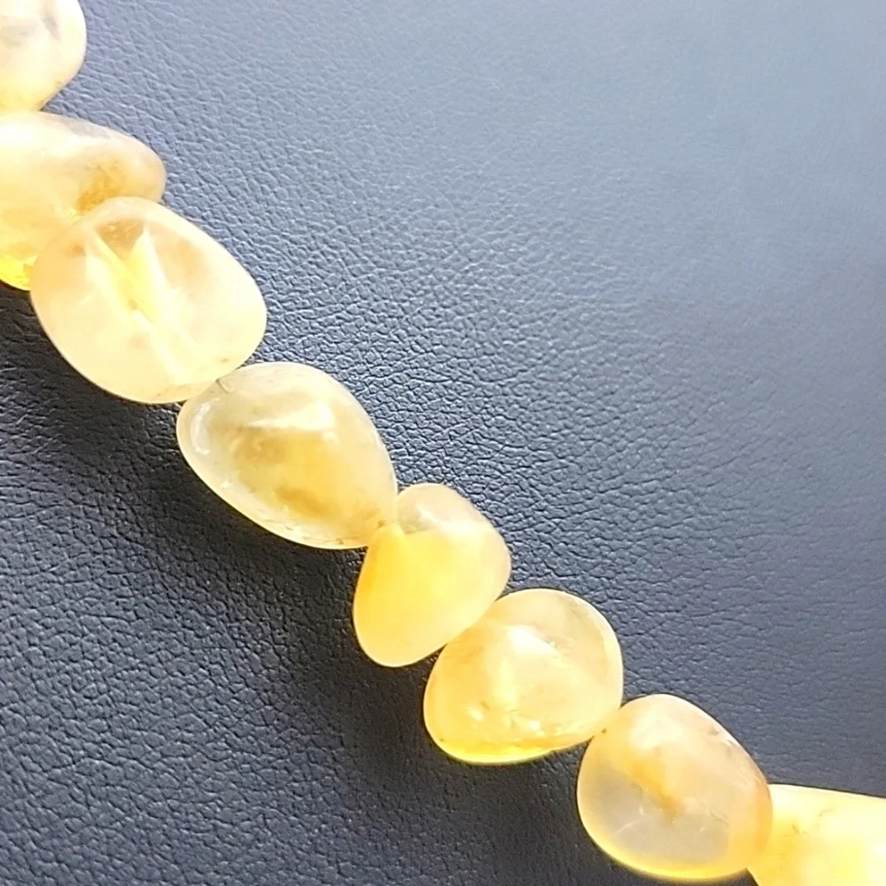 Natural Golden Rutile Quartz 925 Silver Plated Beaded Necklace 19